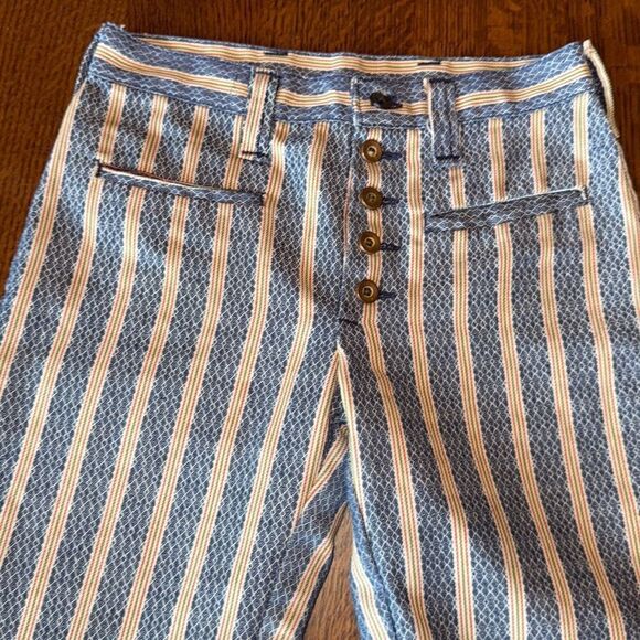 Vintage 1960s 70s Lady Wrangler Striped Patch Pocket Flare Pants Hippie Western - Picture 6 of 14